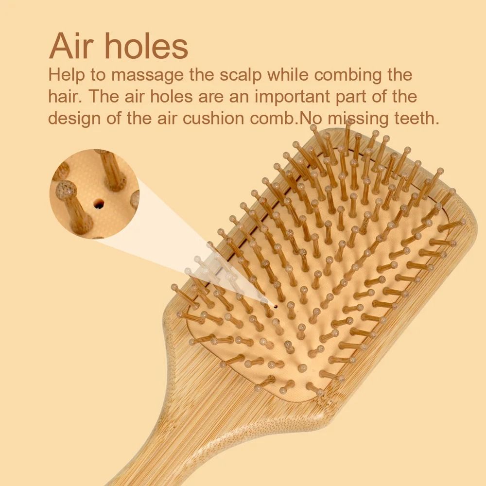 Natural Bamboo Air Cushion Hair Brush Wooden Massage Comb For Smoothing And Detangling 4