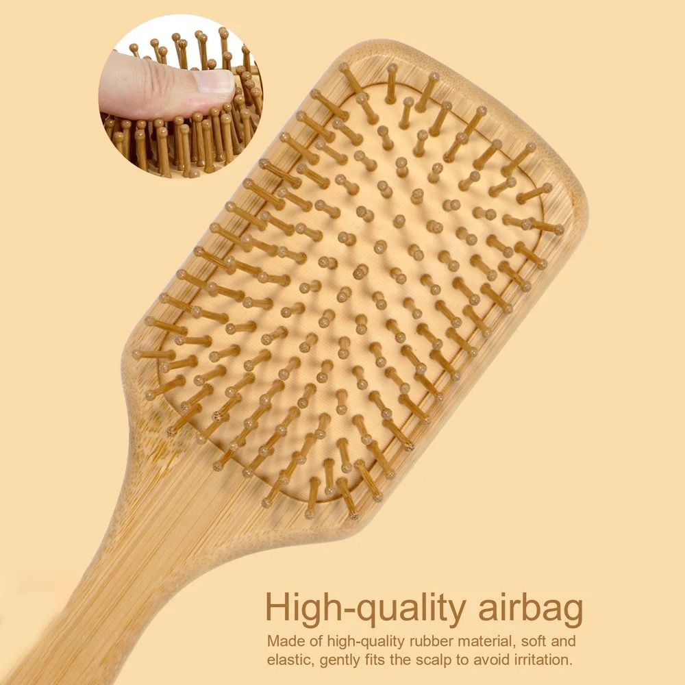 Natural Bamboo Air Cushion Hair Brush Wooden Massage Comb For Smoothing And Detangling 5
