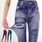 Womens High Waist Stretch Leggings With Imitation Jeans Design For Slim Push Up Fit 1