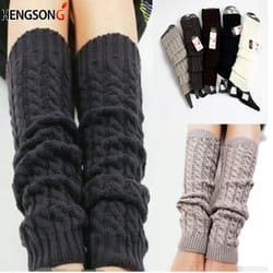 women autumn winter legwarmers with floral knit design