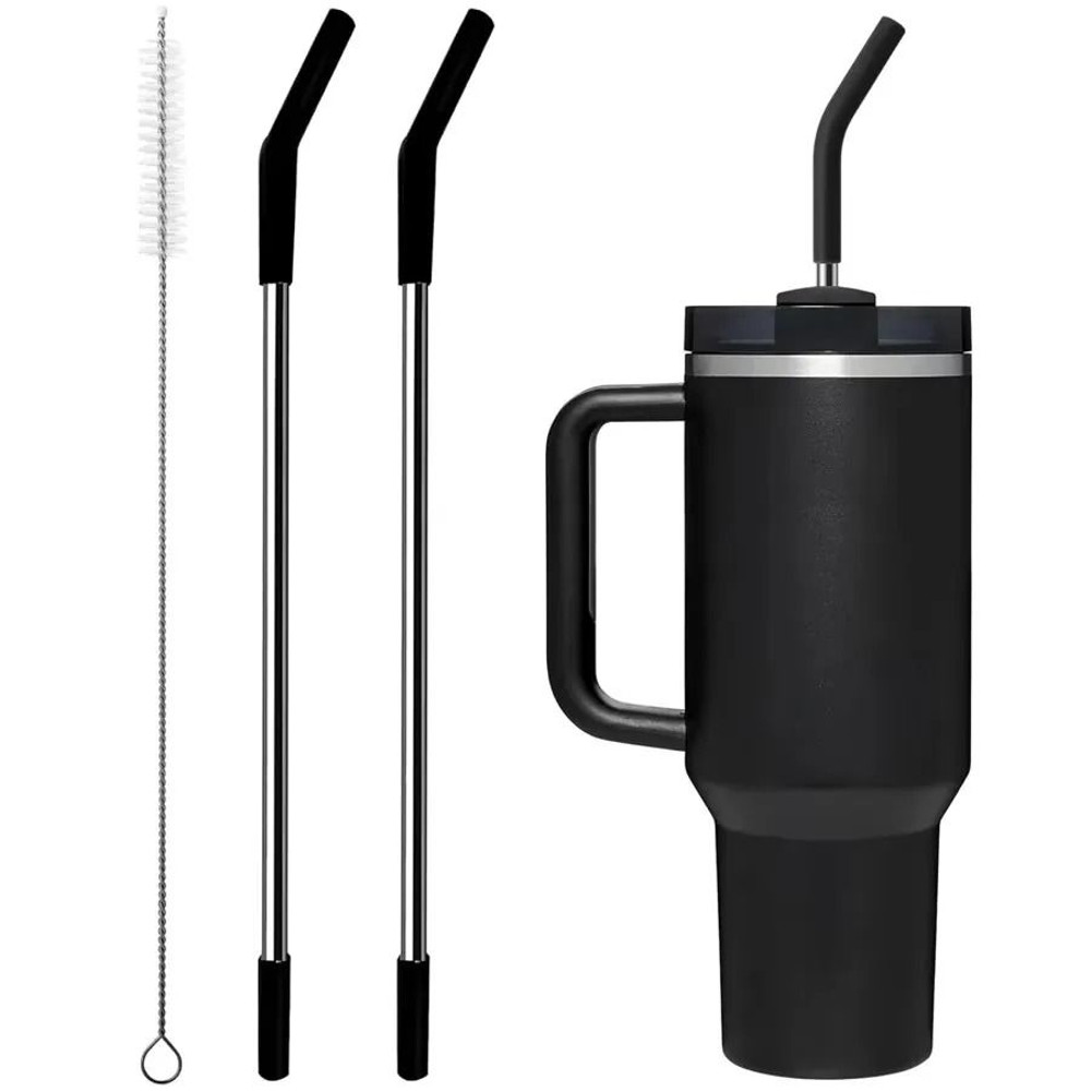 Stainless Steel Straw With Silicone Tip Replacement Set For Tumbler Cups 0