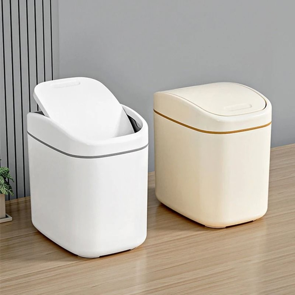 Desktop Trash Can Small Mini Garbage Can With Shake Cover For Home And Office 2