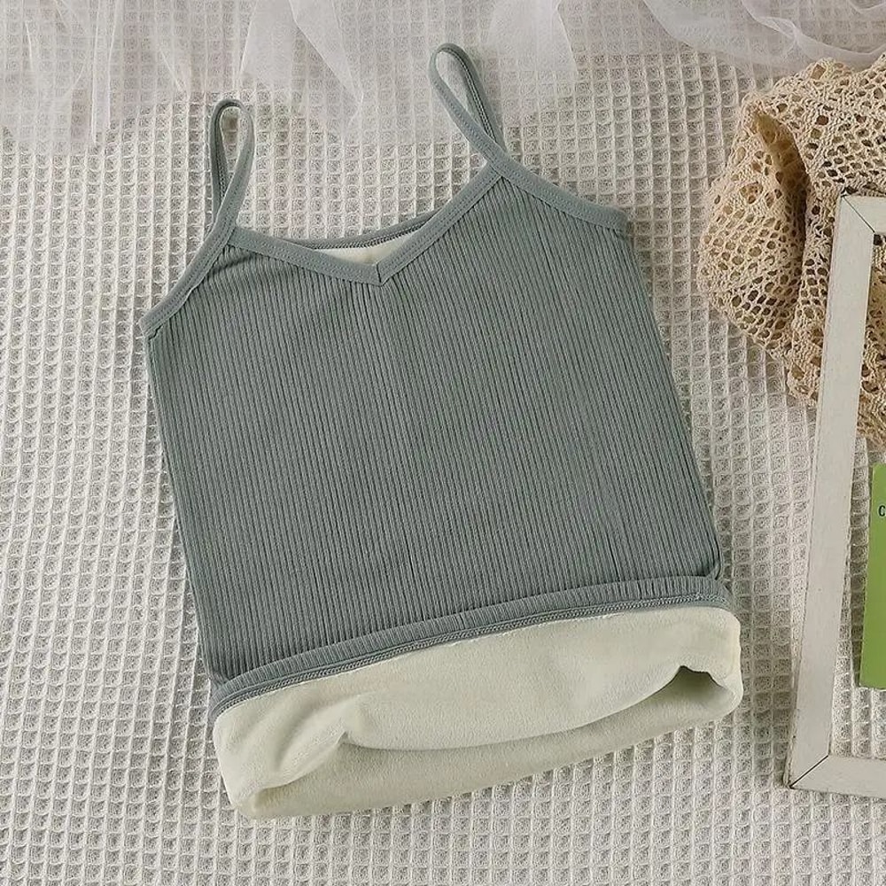 Women Winter Warm Underwear Thermal Sleeveless Velvet Top 9