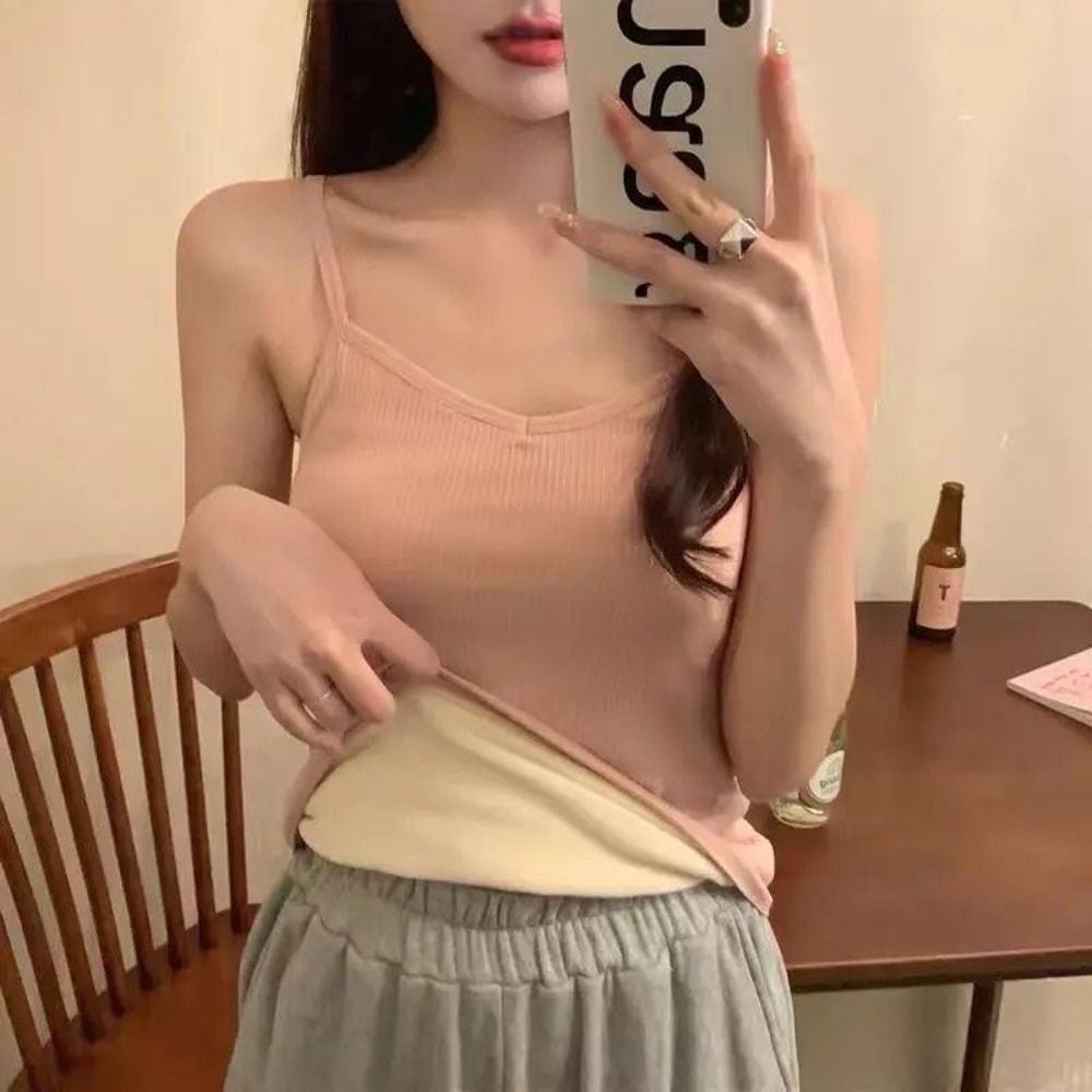 Women Winter Warm Underwear Thermal Sleeveless Velvet Top 1