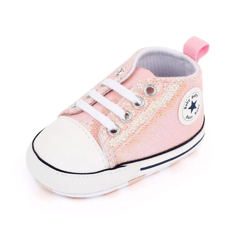 Newborn Sequined Canvas Baby Sneakers Soft Sole Non Slip Walking Shoes 10