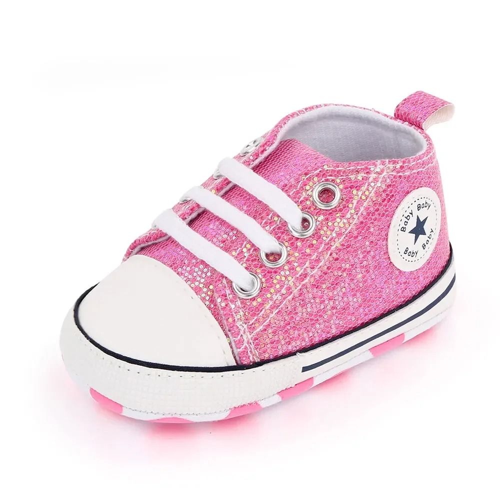 Newborn Sequined Canvas Baby Sneakers Soft Sole Non Slip Walking Shoes 12