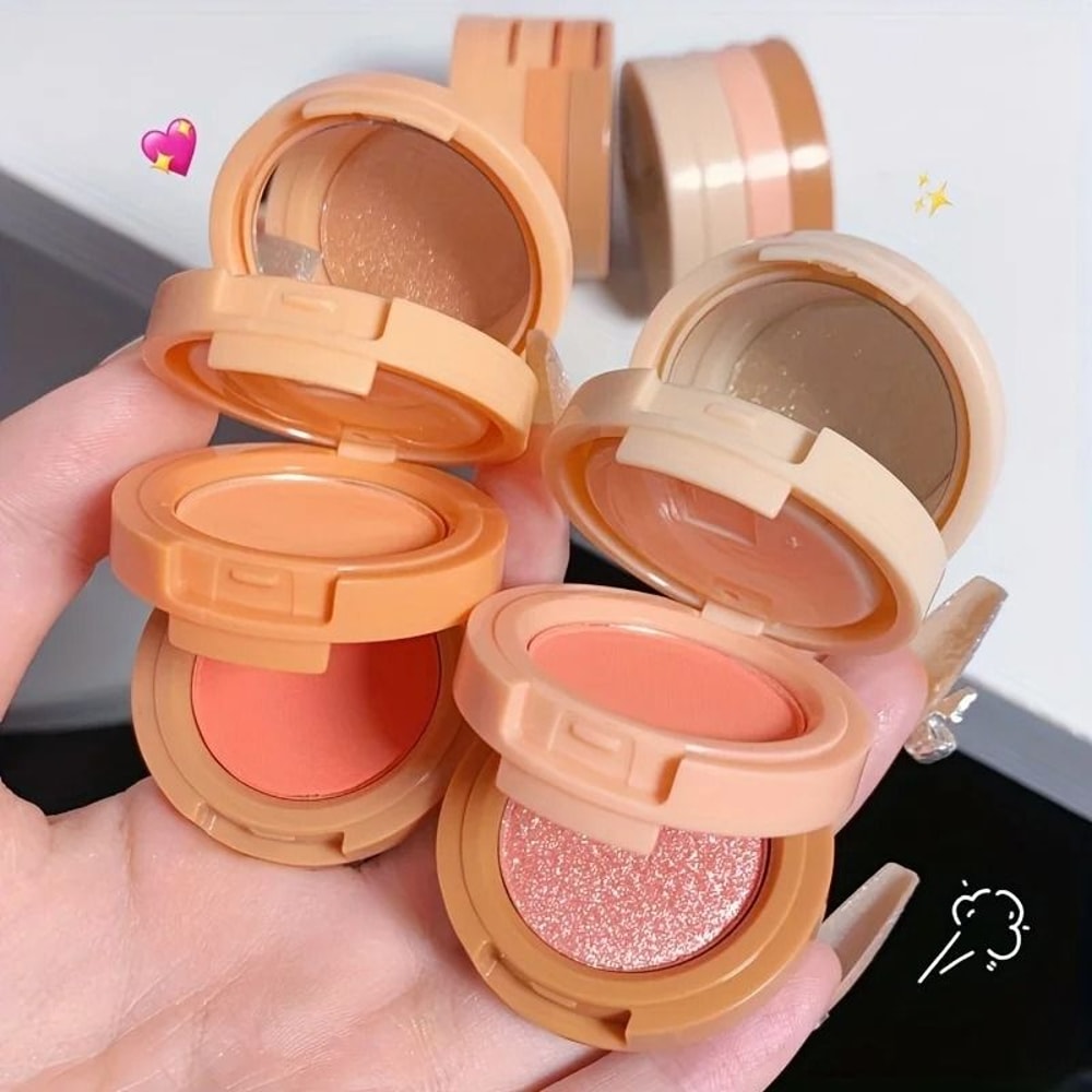 3 In 1 Makeup Palette Matte Pearlescent Glitter Blush Highlighter Contour Set 1