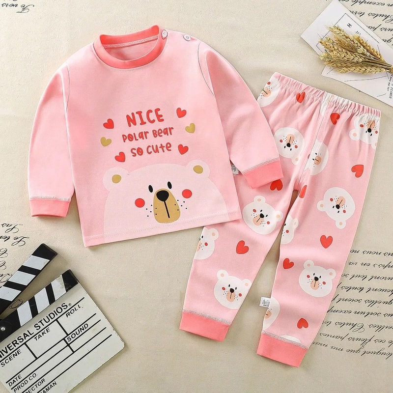 Kids Cotton Autumn Winter Sleepwear Set Soft Warm Pajamas For Boys And Girls 15