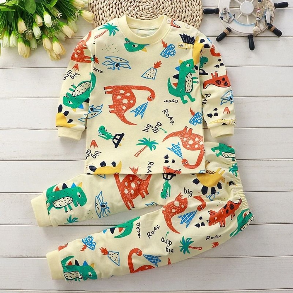 Kids Cotton Autumn Winter Sleepwear Set Soft Warm Pajamas For Boys And Girls 16