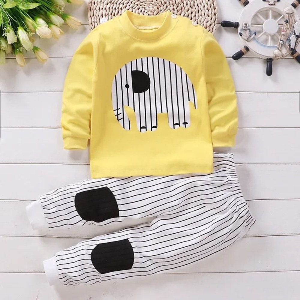 Kids Cotton Autumn Winter Sleepwear Set Soft Warm Pajamas For Boys And Girls 2