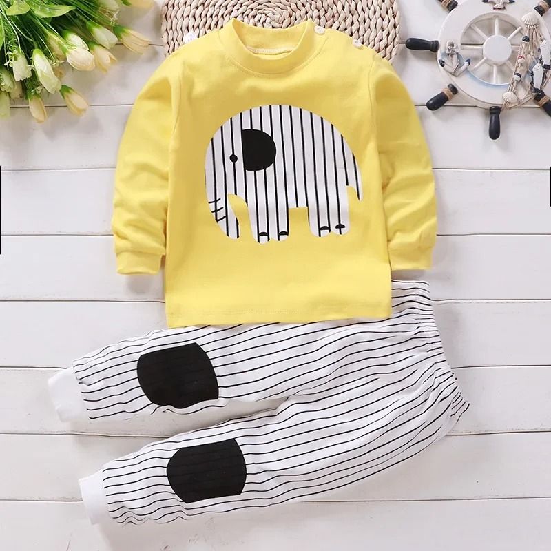 Kids Cotton Autumn Winter Sleepwear Set Soft Warm Pajamas For Boys And Girls 2