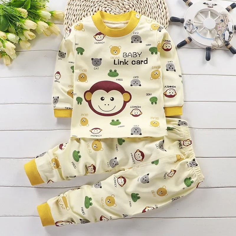 Kids Cotton Autumn Winter Sleepwear Set Soft Warm Pajamas For Boys And Girls 6