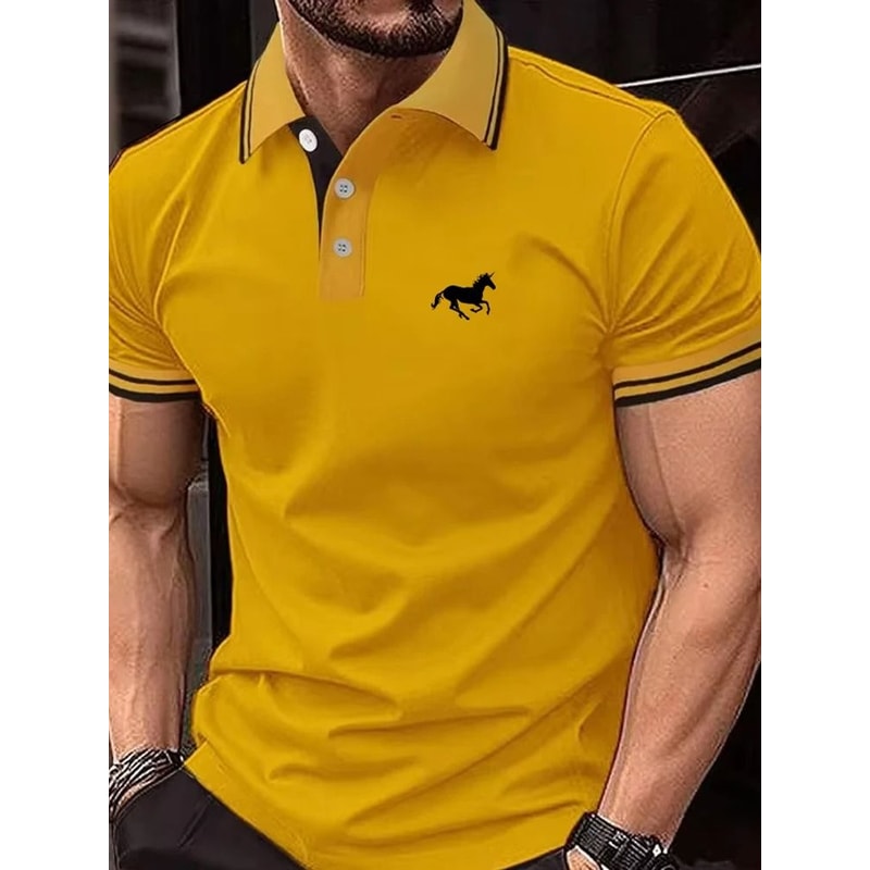 Men Classic Short Sleeve Polo Shirt Casual Button Lapel Top 4