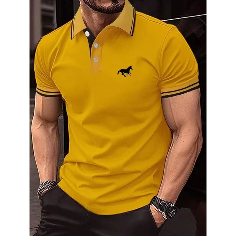 Men Classic Short Sleeve Polo Shirt Casual Button Lapel Top 8