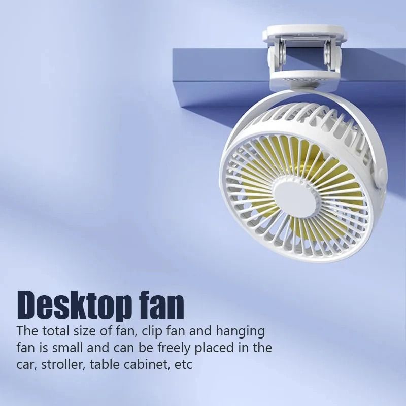 Mini Clip Fan Portable Quiet Desktop USB Rechargeable Three Speed Fan 2