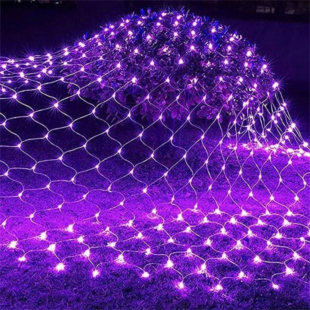 Halloween Purple LED Net Mesh Fairy Light Garland For Windows And Party Decorations 0