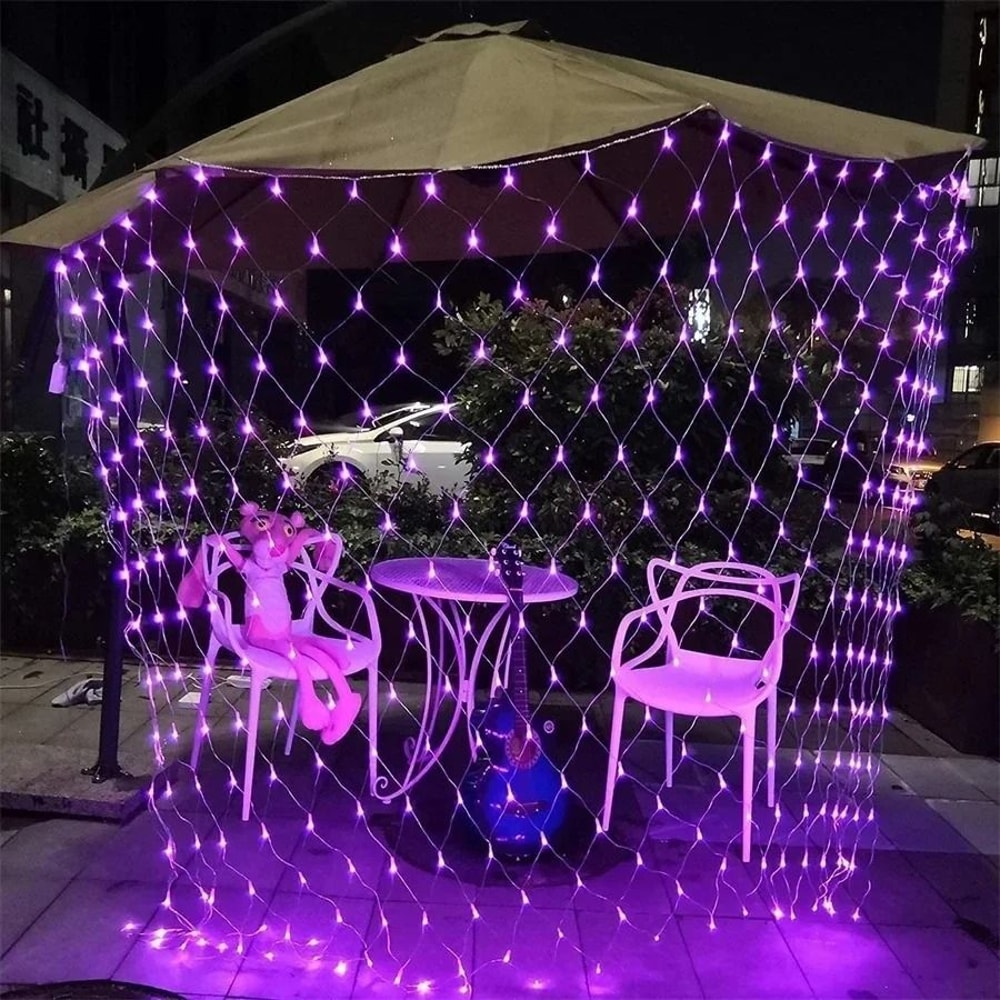 Halloween Purple LED Net Mesh Fairy Light Garland For Windows And Party Decorations 2