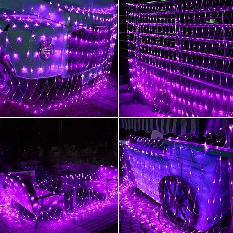 Halloween Purple LED Net Mesh Fairy Light Garland For Windows And Party Decorations 3