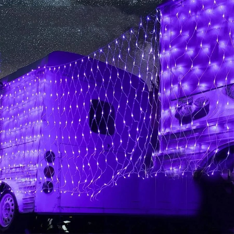 Halloween Purple LED Net Mesh Fairy Light Garland For Windows And Party Decorations 4