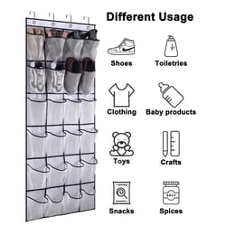 wall mounted 24 pocket mesh door organizer for shoe and accessory storage