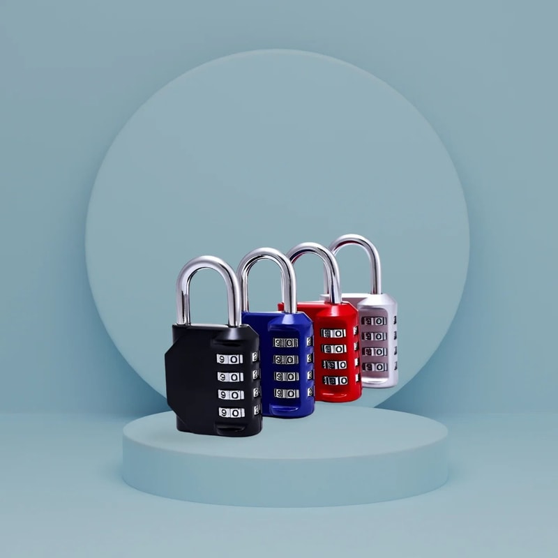 Four Digit Combination Padlock For Cabinets Luggage And Backpack Security 3