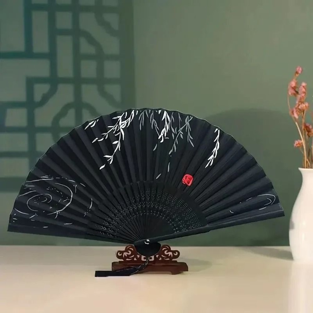 Folding Hand Fan In Retro Chinese Style For Dance Performance And Decorative Gifts 0