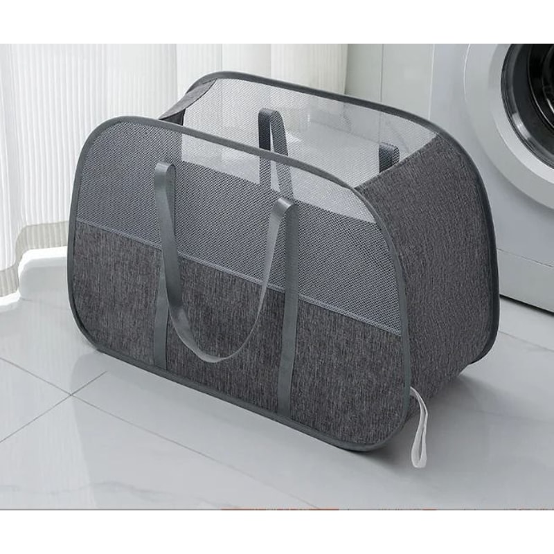 Foldable Mesh Pop Up Laundry Basket With Large Capacity Storage For Clothes And Home Organization 8