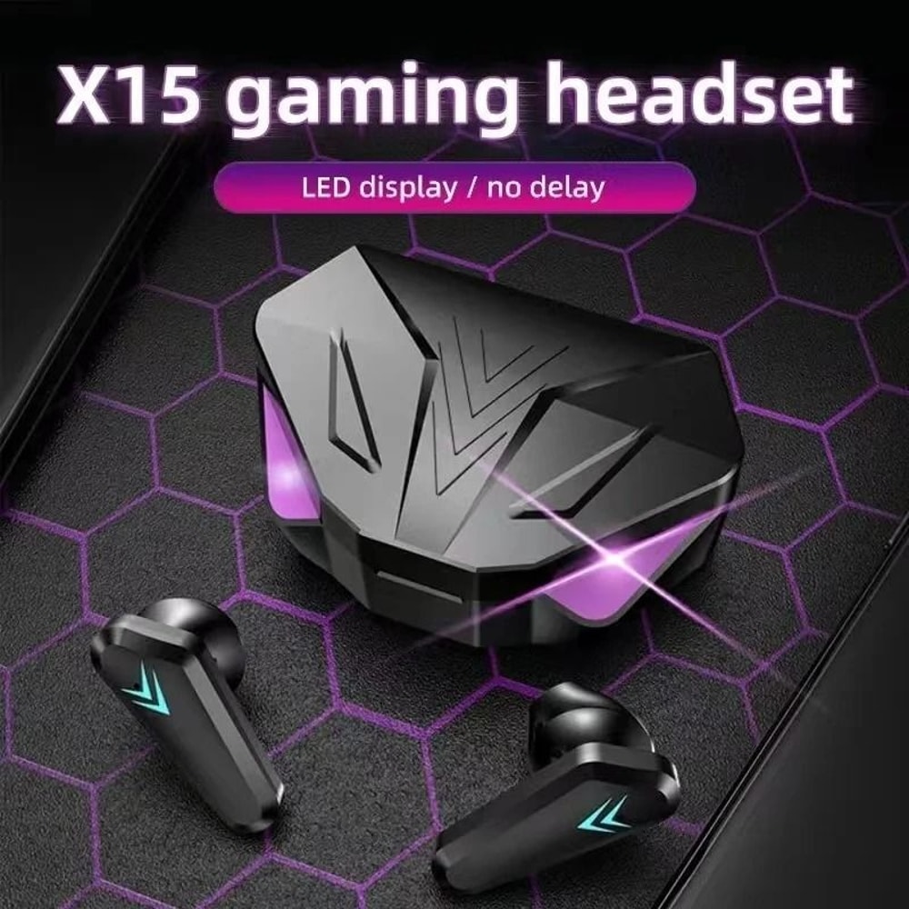Wireless Bluetooth Gaming Earbuds With LED Display And Noise Cancelling Mic X15 2