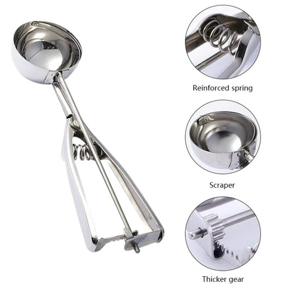 Stainless Steel Ice Cream Scoop With Spring Release For Easy Digging And Serving 1