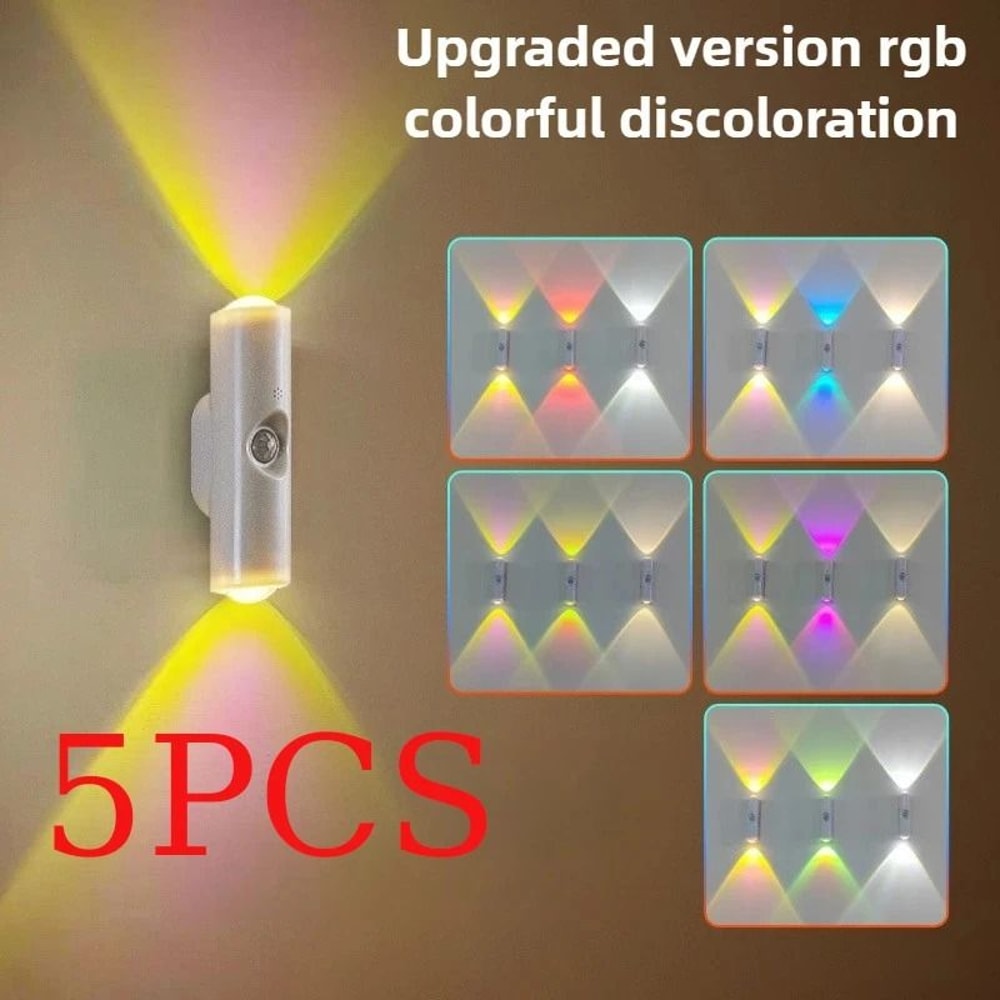 Smart RGB Gradient Night Light Magnetic Motion Sensor Rechargeable Wall Lamp 13