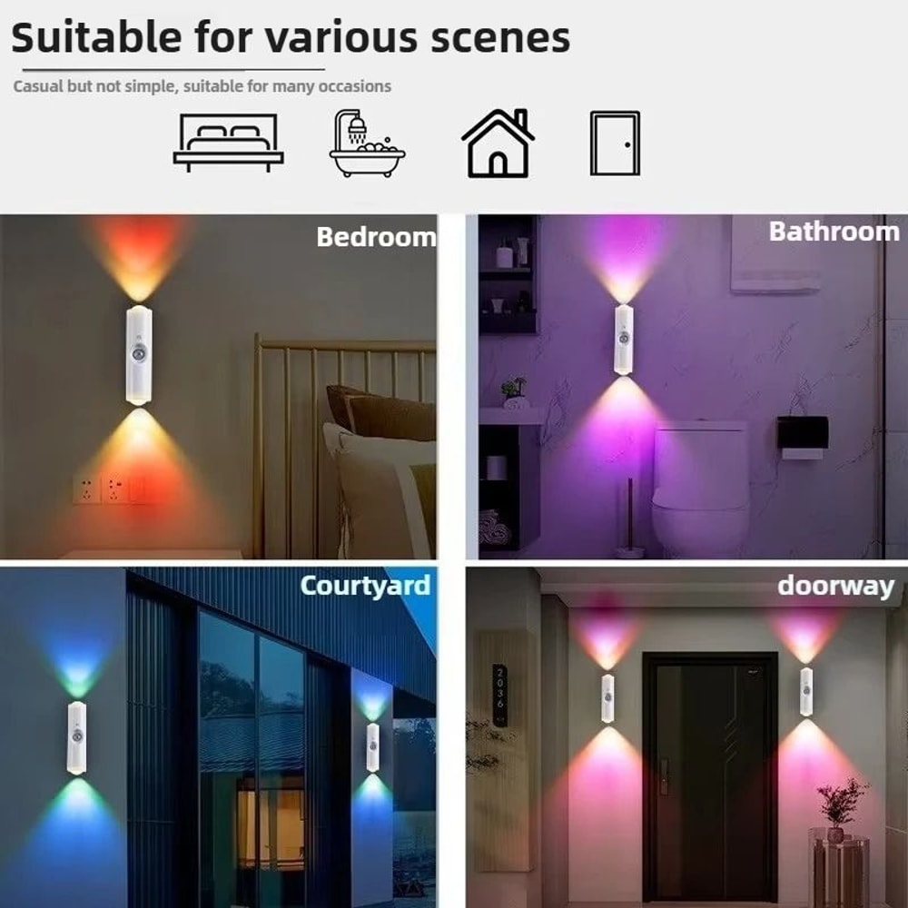 Smart RGB Gradient Night Light Magnetic Motion Sensor Rechargeable Wall Lamp 3
