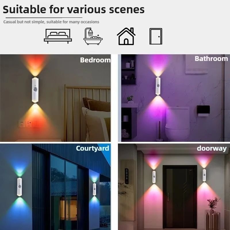 Smart RGB Gradient Night Light Magnetic Motion Sensor Rechargeable Wall Lamp 3