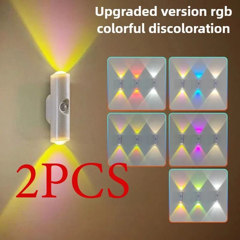 Smart RGB Gradient Night Light Magnetic Motion Sensor Rechargeable Wall Lamp 6