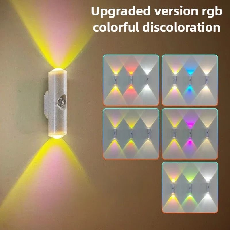 Smart RGB Gradient Night Light Magnetic Motion Sensor Rechargeable Wall Lamp 8