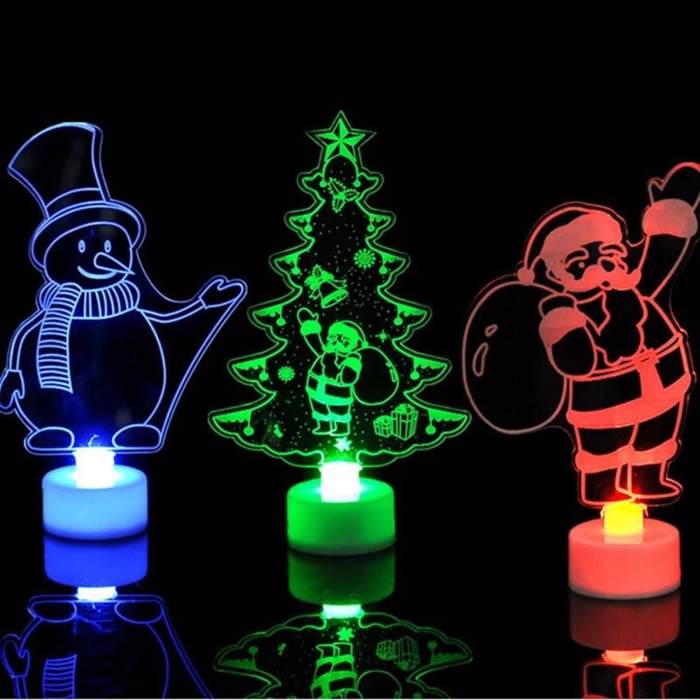LED Mini Night Lights Colorful Flashing Snowman Lamp Christmas Ornament Home Party Decor 0