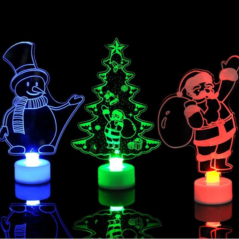 LED Mini Night Lights Colorful Flashing Snowman Lamp Christmas Ornament Home Party Decor 0