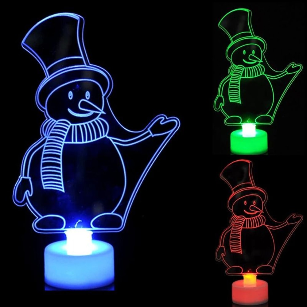LED Mini Night Lights Colorful Flashing Snowman Lamp Christmas Ornament Home Party Decor 2