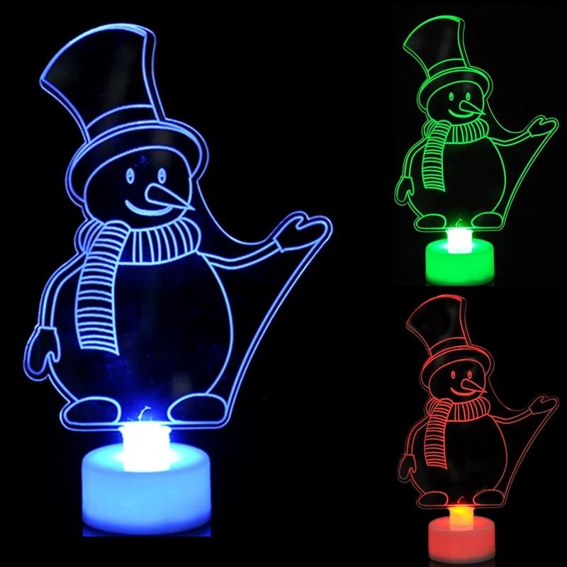 LED Mini Night Lights Colorful Flashing Snowman Lamp Christmas Ornament Home Party Decor 2