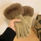 Winter Women Warm Plush Touch Screen Suede Gloves 6