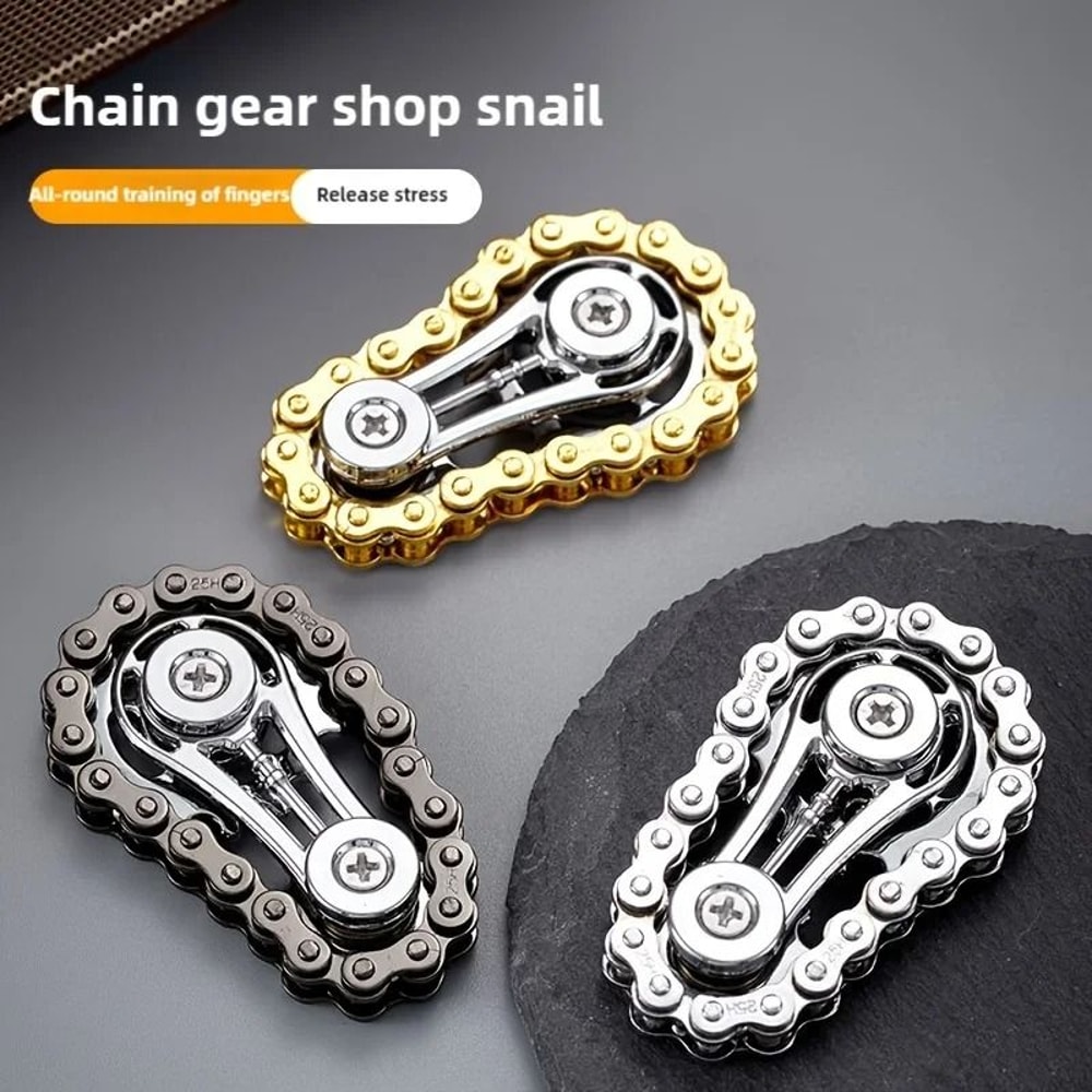 Sprockets Flywheel Fingertip Gyro Metal Chain Fidget Spinner For Stress Relief 0