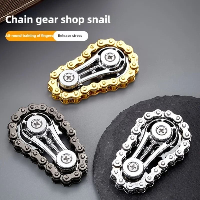 Sprockets Flywheel Fingertip Gyro Metal Chain Fidget Spinner For Stress Relief 0