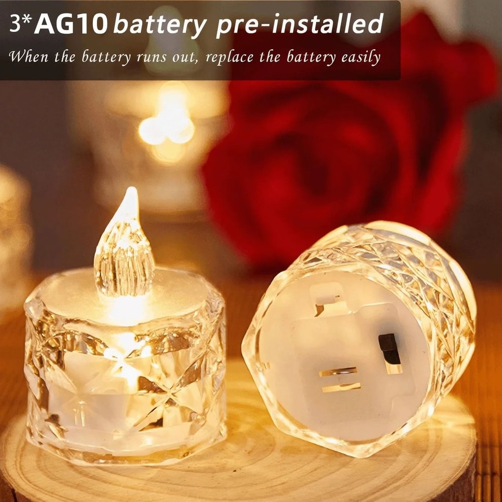 Flameless LED Light Candles Crystal Candle Transparent Electronic Night Lamp 4