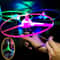 Kids Luminous Flying Disc Propeller Toy With LED Lighting Pull String Launcher 2