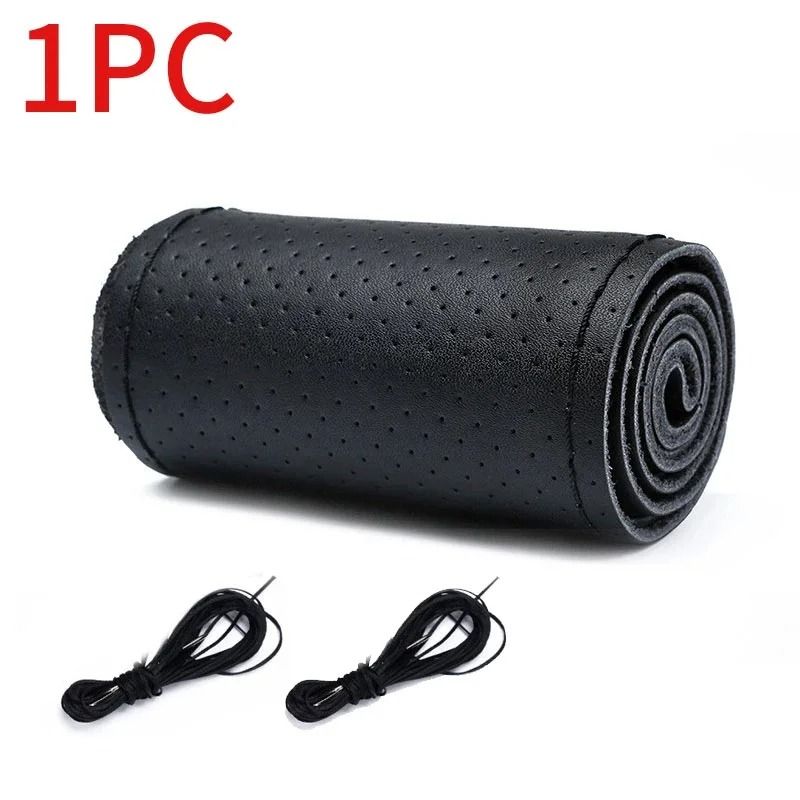 Genuine Leather Steering Wheel Cover With Braided Grip And Anti Scratch Protection 7