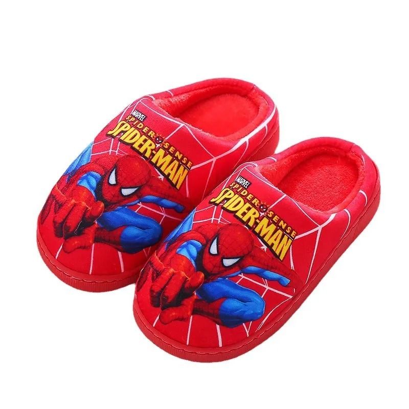 Cartoon Spiderman Cotton Slippers For Kids With Warm Lining And Indoor Comfort 5
