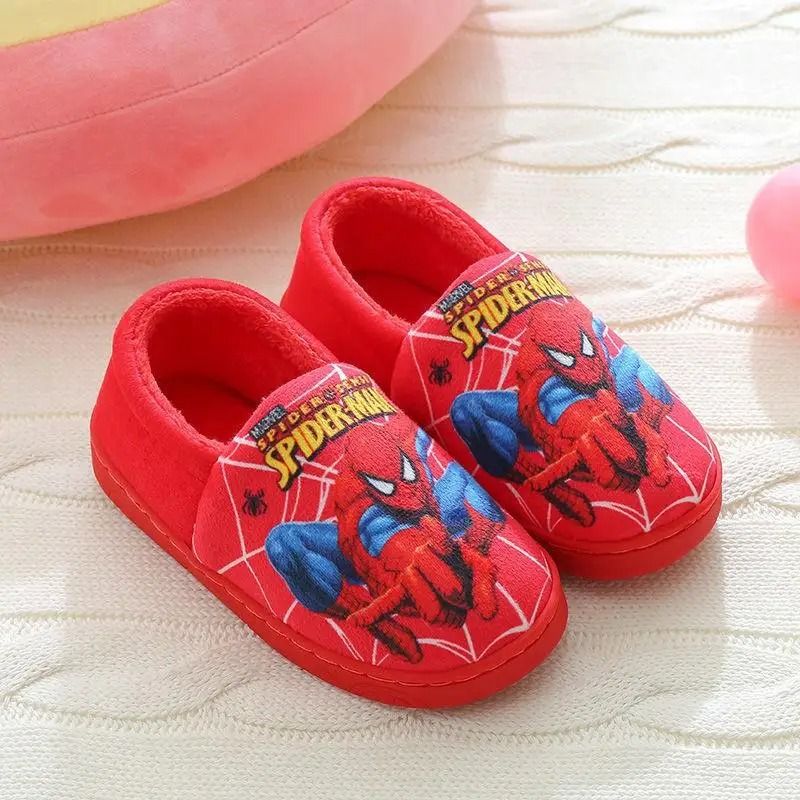 Cartoon Spiderman Cotton Slippers For Kids With Warm Lining And Indoor Comfort 6