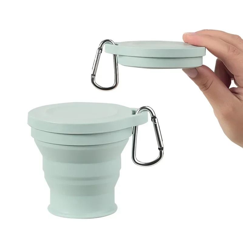 Silicone Folding Travel Cup With Hanging Clip For Outdoor And Portable Use 0