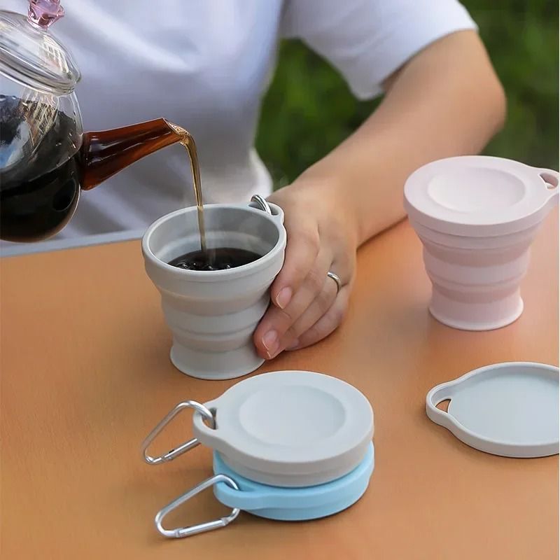 Silicone Folding Travel Cup With Hanging Clip For Outdoor And Portable Use 3
