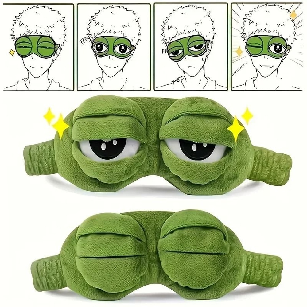 Soft 3D Frog Sleep Mask With Adjustable Strap For Travel And Relaxation 1