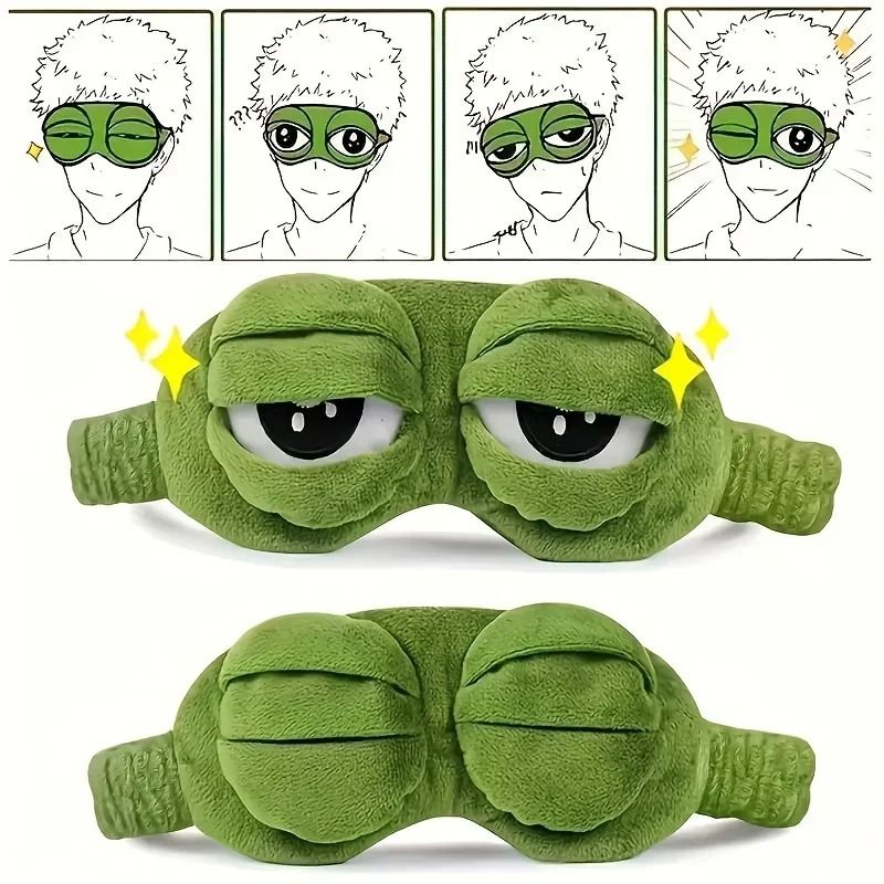 Soft 3D Frog Sleep Mask With Adjustable Strap For Travel And Relaxation 1